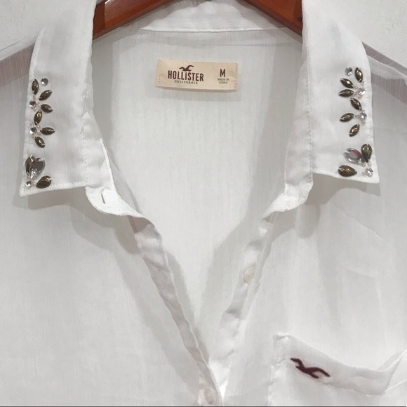 Hollister Women’s White Button-Down Shirt Size M - Picture 2 of 10